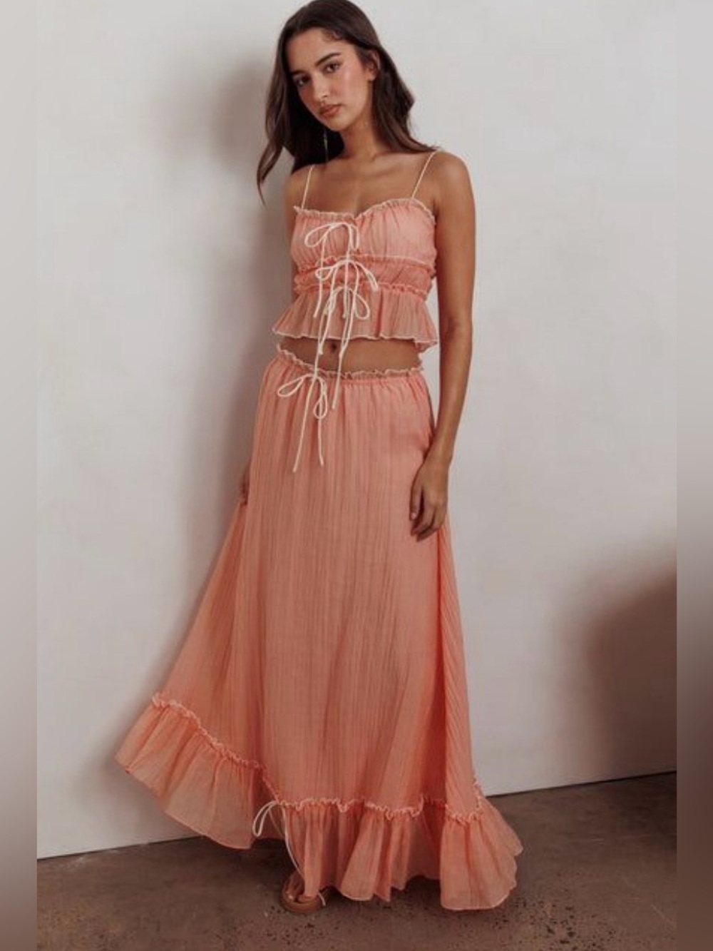 Thirty/Thirty Peach and Maxi Skirt and Top Set Size Small